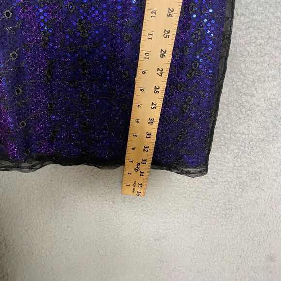 Vintage Charlotte Russe purple black gothic y2k sequin mini dress floral lace M - Picture 8 of 10